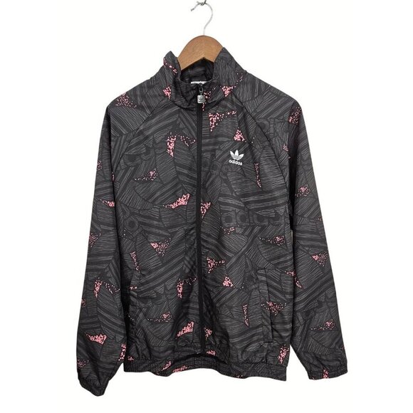 Adidas Originals Jacket Mens Sz M Black Grey Pink Abstract Full Zip Trefoil Logo - Picture 3 of 16